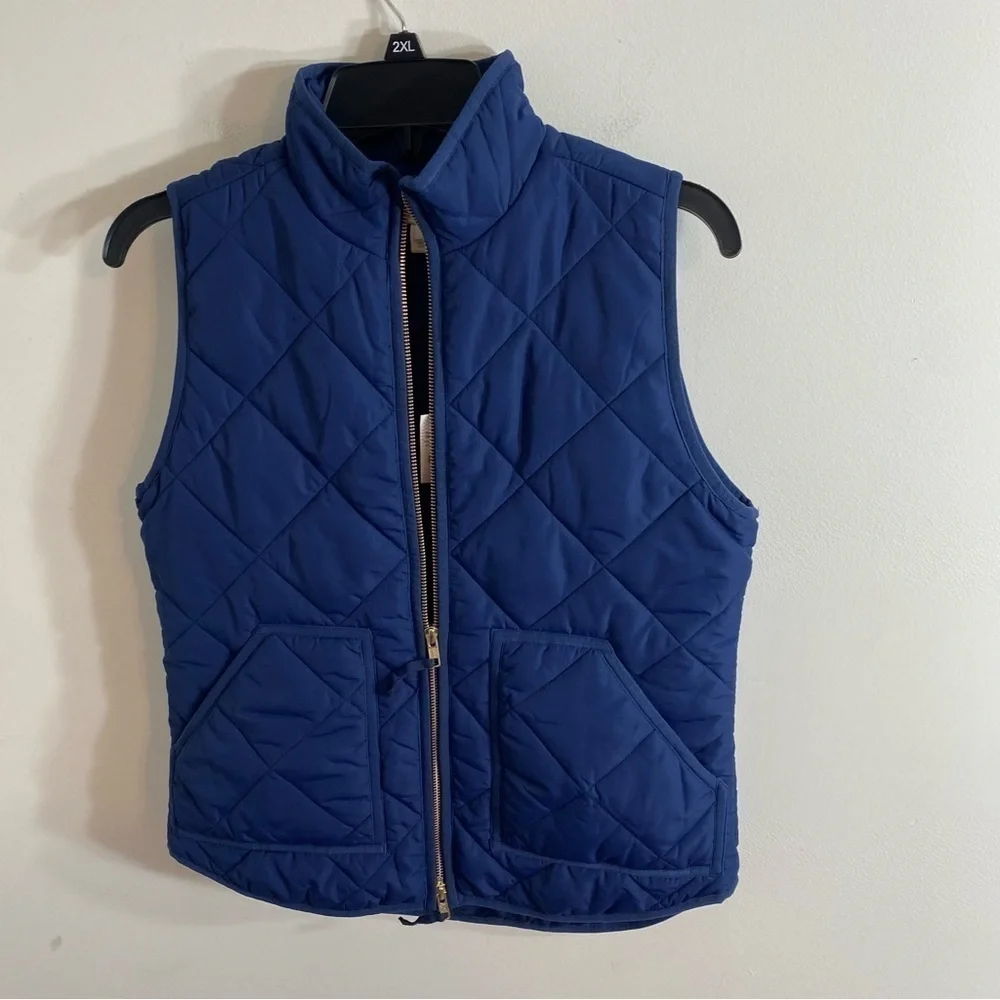 J.Crew Quilted Blue Vest NEW XS Women’s